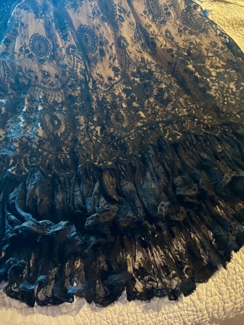 50s Bill Blass Black Cameo Tulle Lace Cocktail Dress S-M no label - Picture 8 of 10